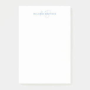 Post-it® Simple Pastel Bleu Minimaliste Deux Monogrammes No