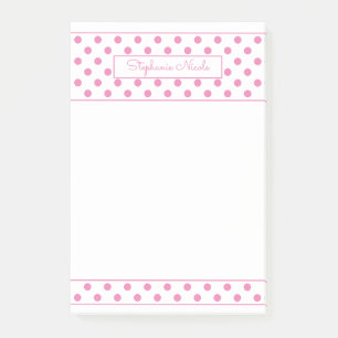 Post-it® Simple Polka Dot Pink Personnalisé Mince Bordure 