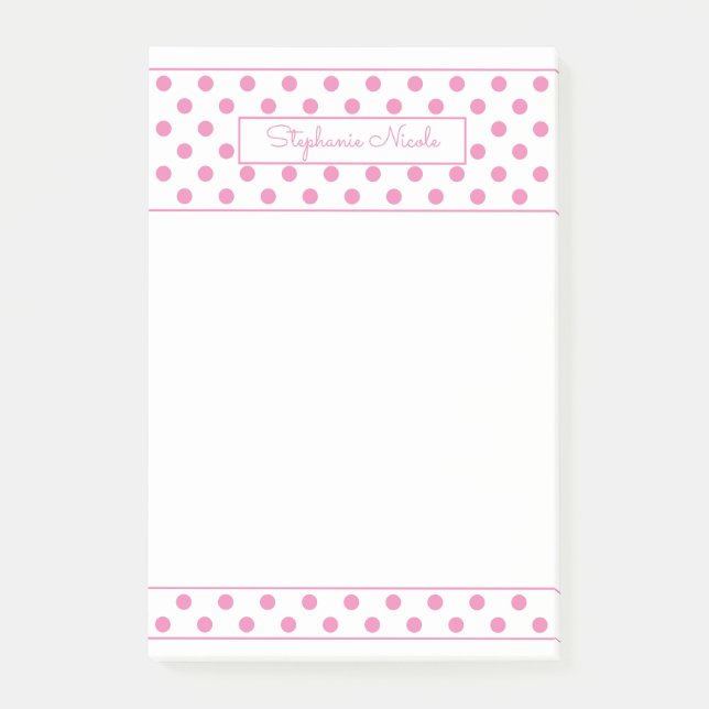 Post-it® Simple Polka Point Rose Personnalisé Mince Bordure (Devant)
