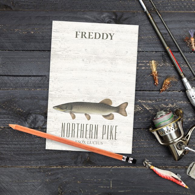 Post-it® Simple Rustic Wood Nature Pêcheur Northern Pike (Créateur téléchargé)