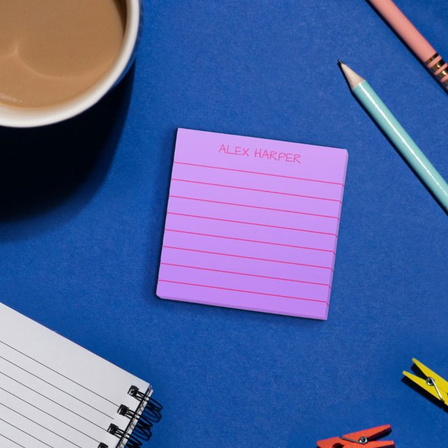Post-it® Simple violet & rose orange Ajouter un nom Linked (Créateur téléchargé)