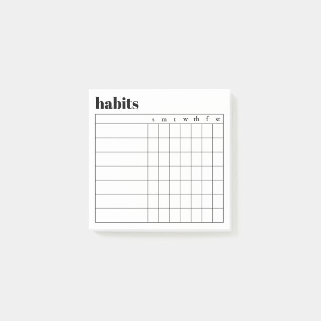 Post-it® Simple Weekly Habit Sticky Notes, 3" x 3" (Devant)