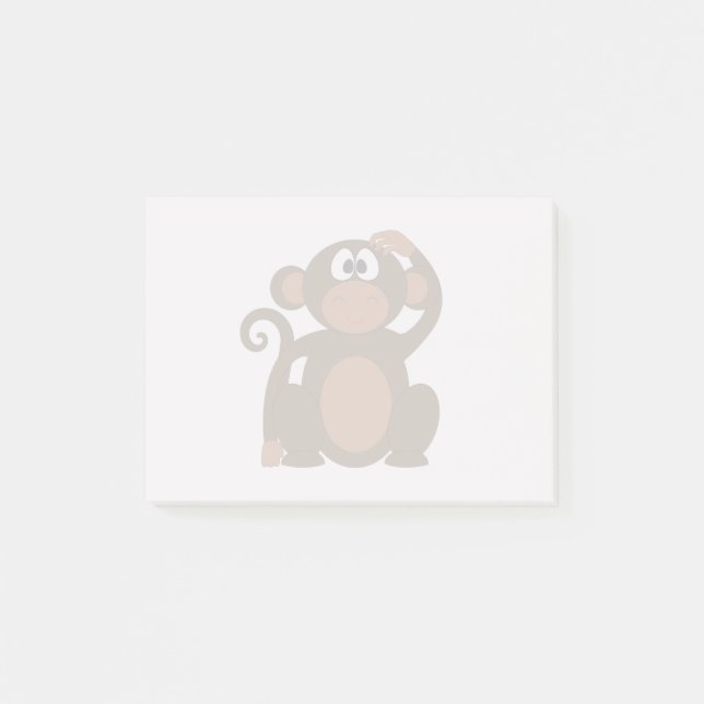 Post-it® Singe Brown tiré de bande dessinée rayant la tête (Devant)