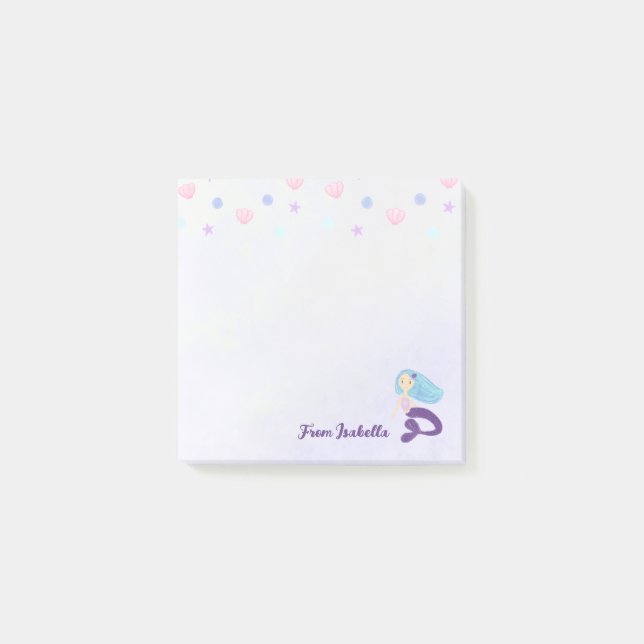 Post-it® Sirène Princesse Pastel Turquoise et Violet (Devant)