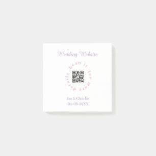 Post-it® site web de mariage violet rose scan QR circulaire
