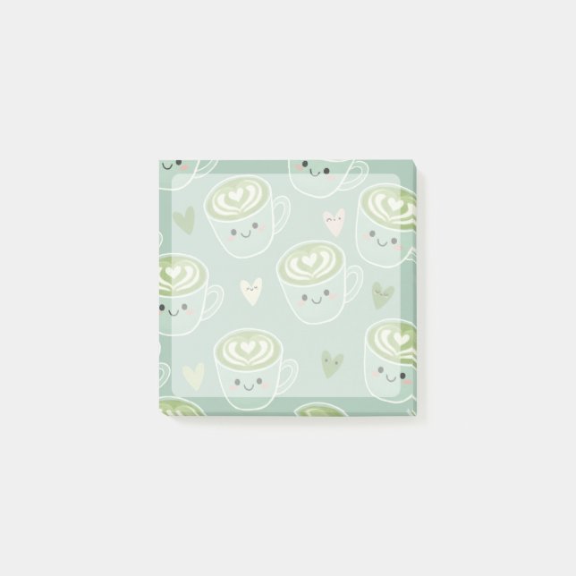 Post-it® smiling matcha latte cups Post-It Notes (Devant)