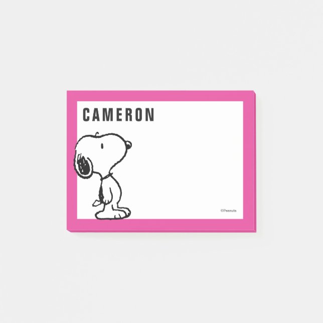 Post-it® Snoopy Black & Magenta | Ajoutez votre nom (Devant)