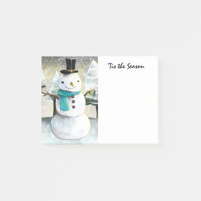 Post-it® Snowman en hiver sur la scène de Noël (Devant)