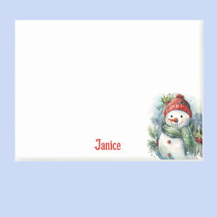 Post-it® Snowman Watercolor Ajouter un nom joli cadeau de N