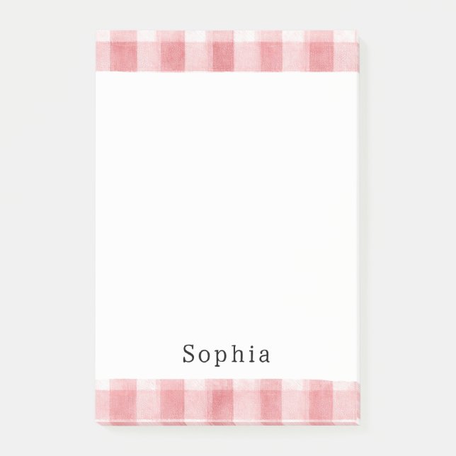 Post-it® Soft Girly Pink White Plaid Stripes   (Devant)