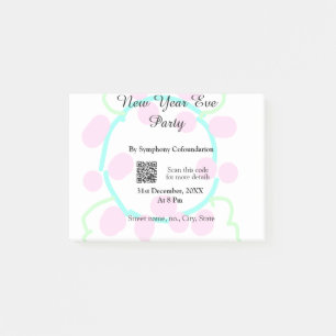 Post-it® Soirée du nouvel an scan QR RSVP nom rose bleu 