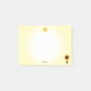 Post-it® Soleil et tournesol mignons et heureux sur fond ja