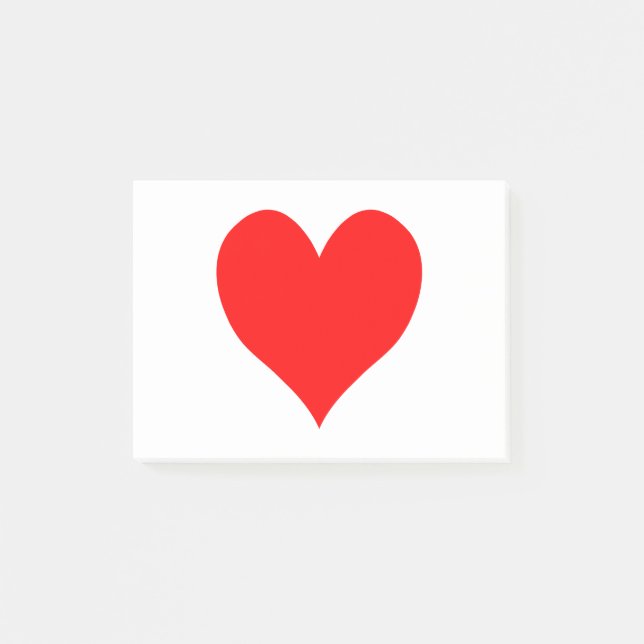 Post-it® Solide Rouge Rouge mignon Coeur (Devant)