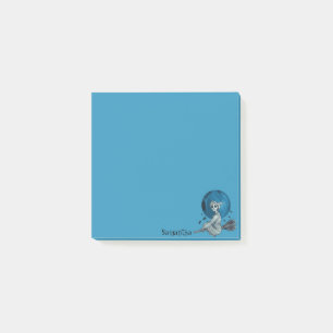 Post-it® Sorcière éffrayante sur Bleu Broomstick