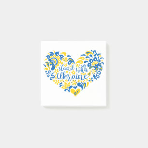 Post-it® Soyez avec l'Ukraine lettrage et coeur