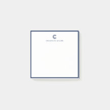 Square Modern Navy Blue Border Custom Stationery
