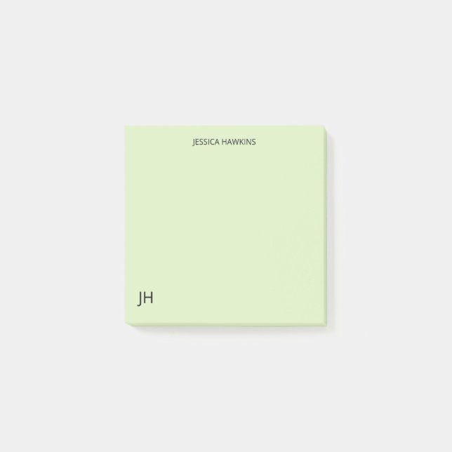 Post-it® Stations personnelles simples Monogram Pale Green (Devant)