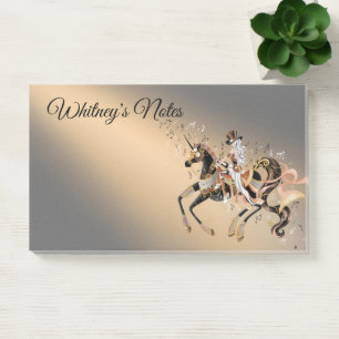 Post-it® Steampunk Mécanique Cheval & Lady café or