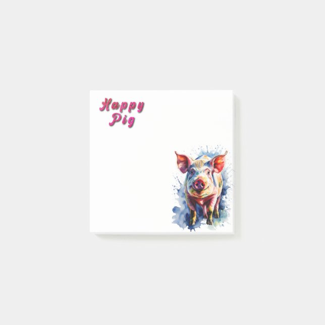 Post-it® Stickers Cochon Aquarellé Joli Cochon (Devant)