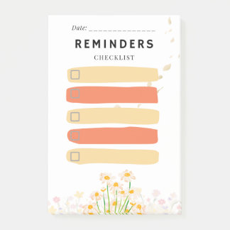 Post-it® Sticky Note REMINDERS Check Box  Yellow Daisy