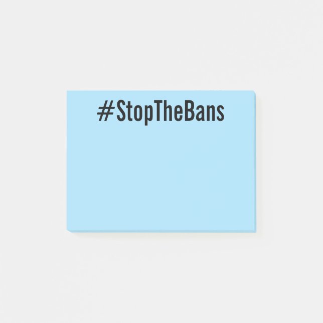 Post-it® #StopTheBans Pro-Choice texte noir sur bleu clair (Devant)