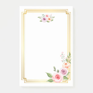Post-it® Style aquarelle et cadre doré