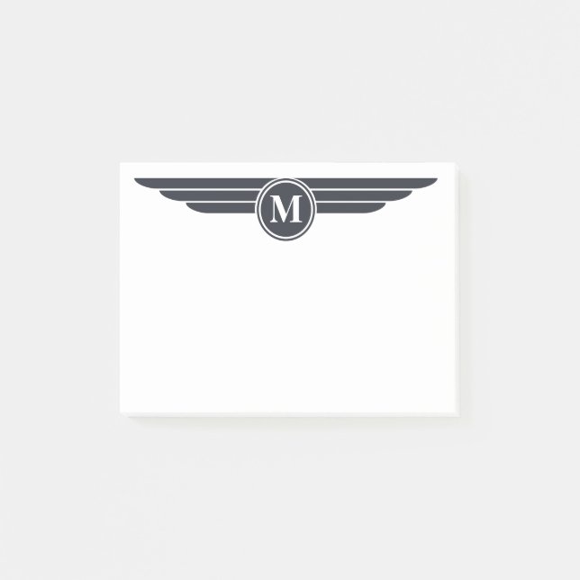 Post-it® Style Déco noir et blanc avec Monogramme (Devant)