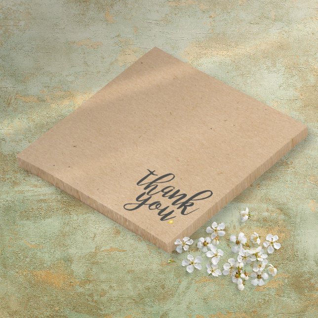 Post-it® Style Papier Kraft Rustique Merci (Rustic Kraft Paper Style Thank You Post-it Notes)