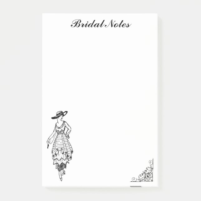 Post-it® Stylish Mariée Mariage mode robe nuptiale Notes (Devant)