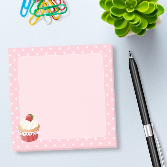 Post-it® Sucré délicieux Cupcake de fraise rose (Créateur téléchargé)