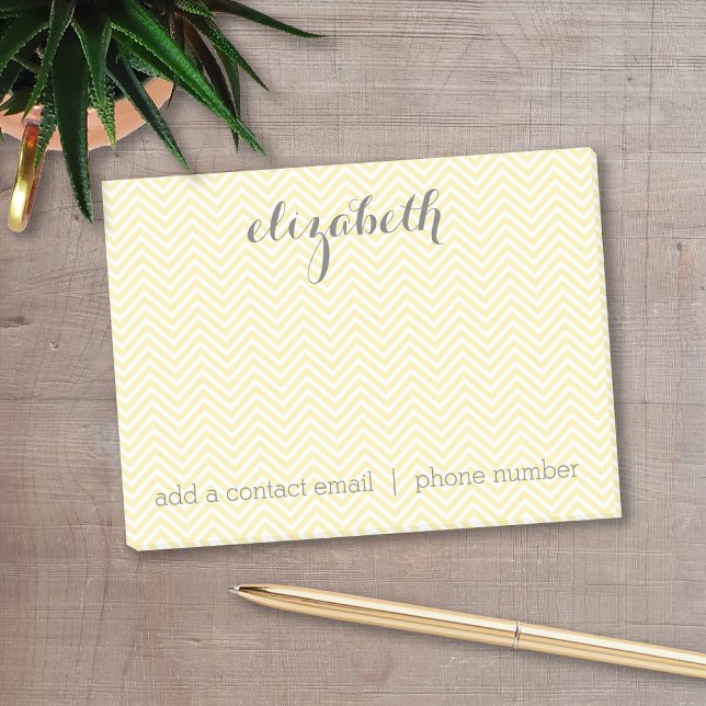 Post-it® Suite de papeterie Pastel Jaune et Grey pour femme (Personalized post-it notes with a monogram and contact information - low quantity available)