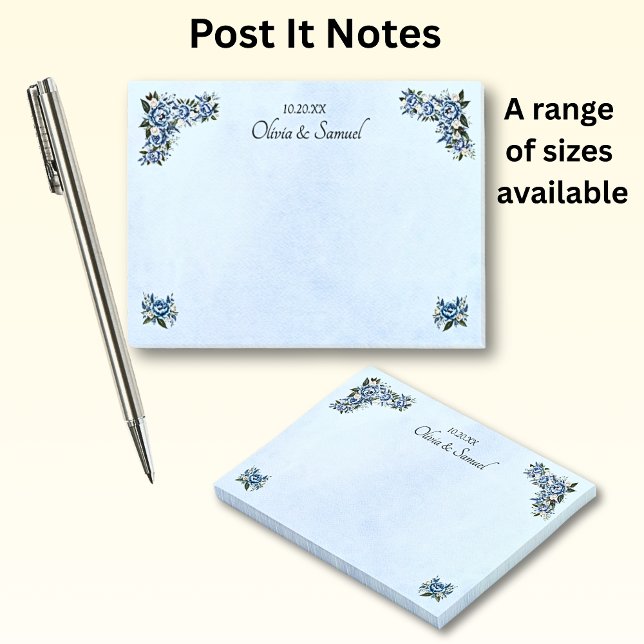 Post-it® Suite Mariage Blue Peony Post-It Notes (Créateur téléchargé)