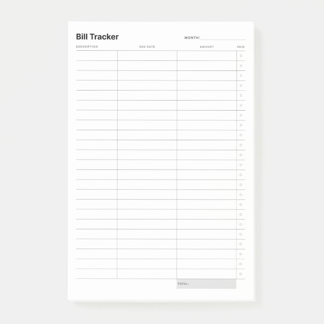 Post-it® Suivi des dépenses simples minimal (Devant)