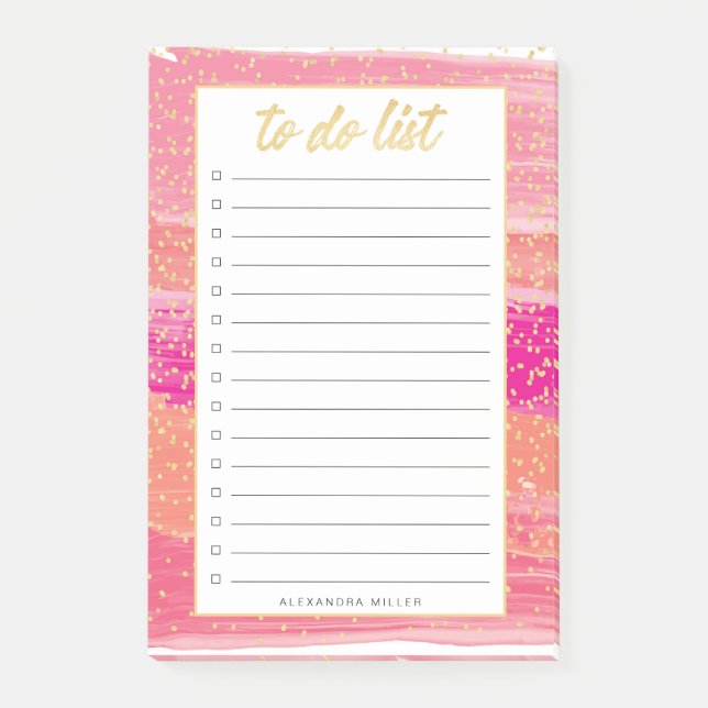 Post-it® Sunset Gold Confetti à faire Liste Nom Notes (Devant)