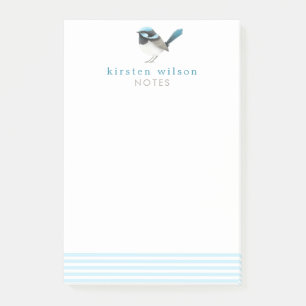 Post-it® Superbe Fée Wren - Bleu mignon Oiseau Personnalisé