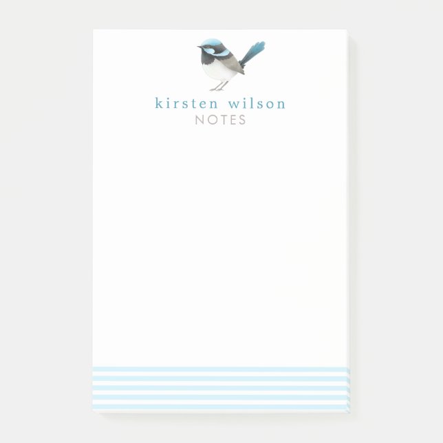 Post-it® Superbe Fée Wren - Bleu mignon Oiseau Personnalisé (Devant)
