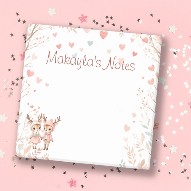Post-it® Sweet Pastels Reindeer Lovebirds Nom personnel (Sweet Pastels Reindeer Lovebirds Personal Name Post-it Notes)