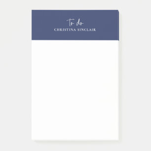 Post-it® Sylish Monogramme Bleu Marine Mode Script To Do