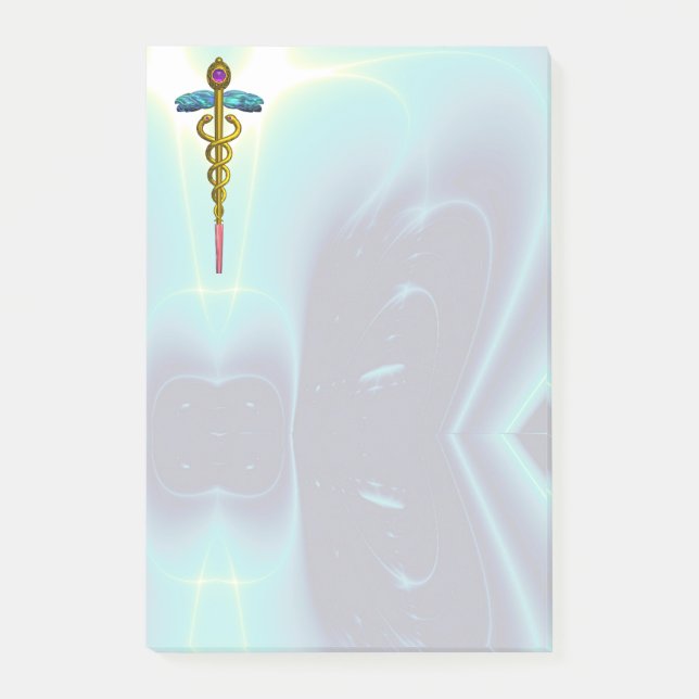 Post-it® SYMBOLE DE CADUCE D'OR MONOGRAMME Bleu Turquoise (Devant)