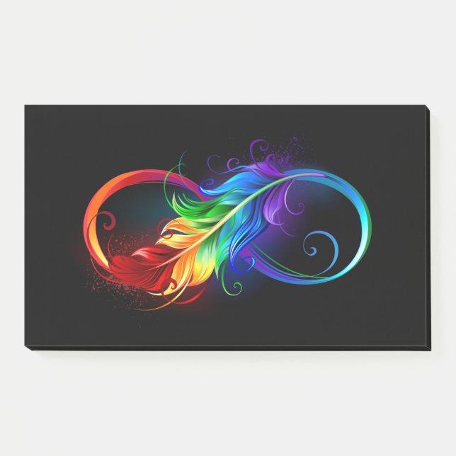 Post-it® Symbole d'infini avec plume arc-en-ciel (Devant)