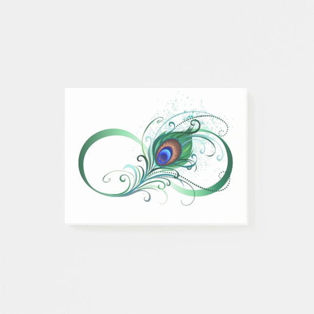 Post-it® Symbole d'infini avec plume de paon (Devant)