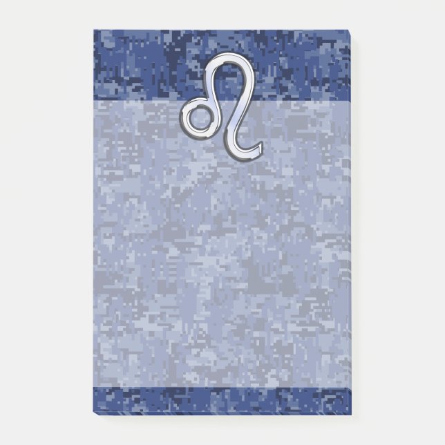 Post-it® Symbole Leo Zodiac sur la Camo numérique bleu mari (Devant)