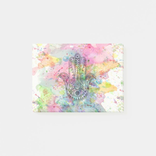 Post-it® Symbole main HAMSA Aquarelle colorée (Devant)