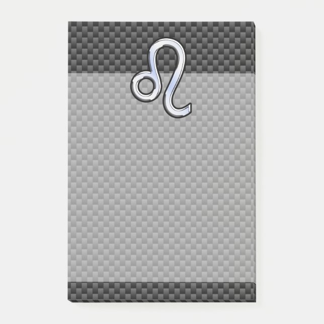 Post-it® Symbole Zodiaque Leo Argent Fibre Carbone Charbon (Devant)