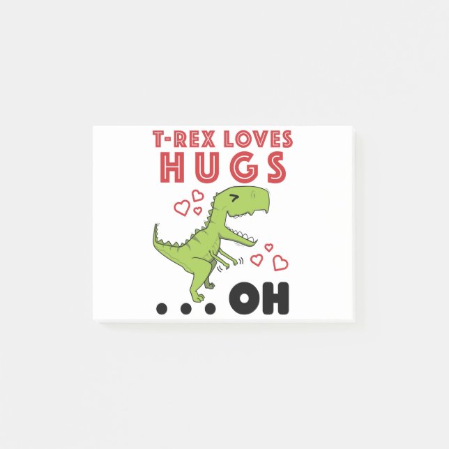 Post-it® T-Rex Loves Hugs Funny TRex Bras Court Mème (Devant)