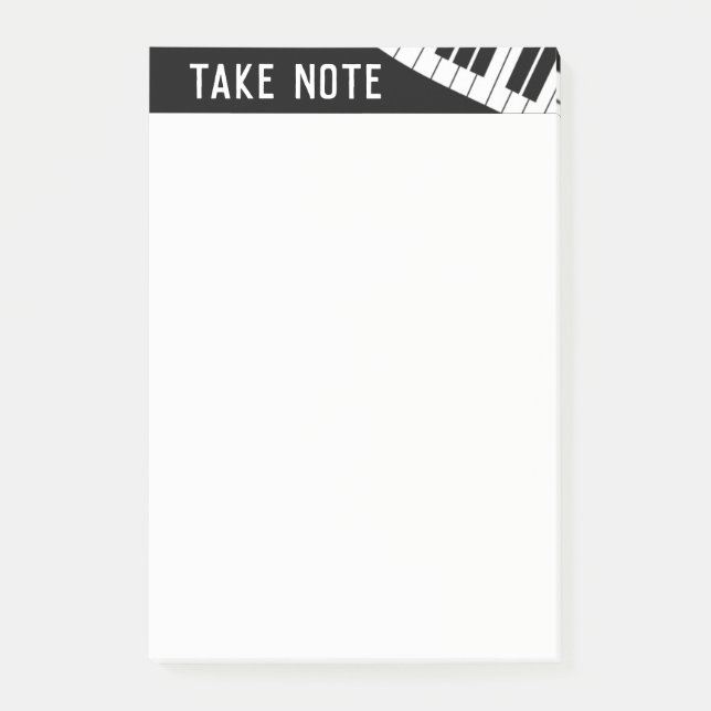 Post-it® "Take Note" Piano de musique noir et blanc (Devant)
