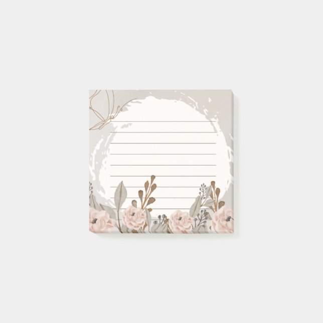 Post-it® Tan Brown neutre tan floral (Devant)