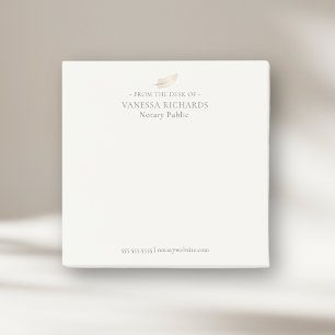 Post-it® Tan raffiné et plumes d'or Bureau Notaire simple