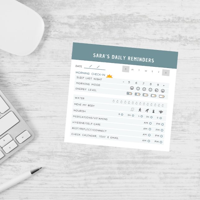 Post-it® TDAH d'enregistrement quotidien personnalisé (CUSTOM POST IT NOTE, ADHD NOTEPAD, POST IT NOTES, DAILY REMINDERS)