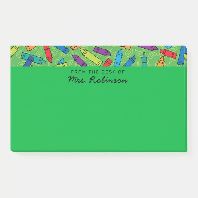 Post-it® Teacher de Crayons Vert mignon du bureau de 10x6 (Devant)